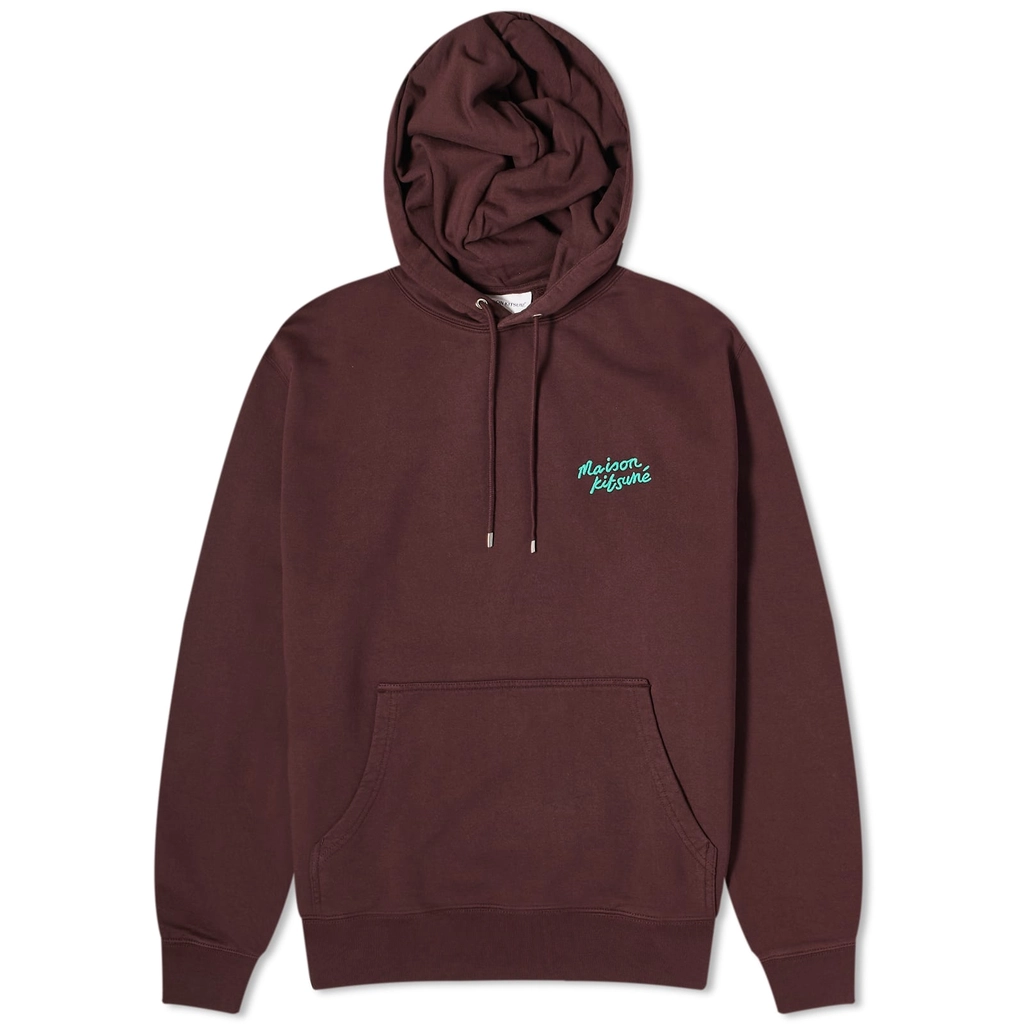 Maison Kitsune Handwriting Regular Hoodie Dark Chocolate